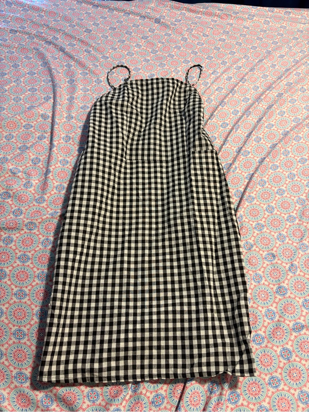 Black & White Gingham Spaghetti Strap Kids Dress